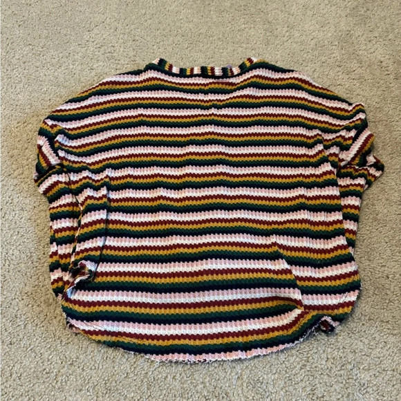 Rainbow striped button front waffle knit shirt - Picture 3 of 3
